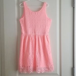 H&M Girls Lace Dress Coral Size 10- 12